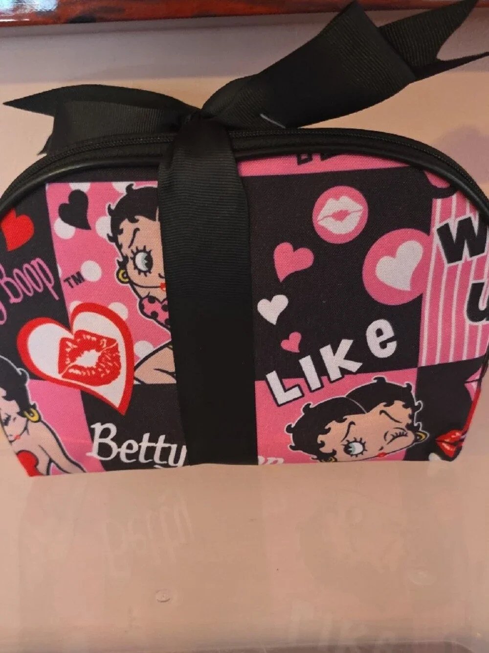 Betty Boop Pink & Black Graphic Cosmetic Pouch